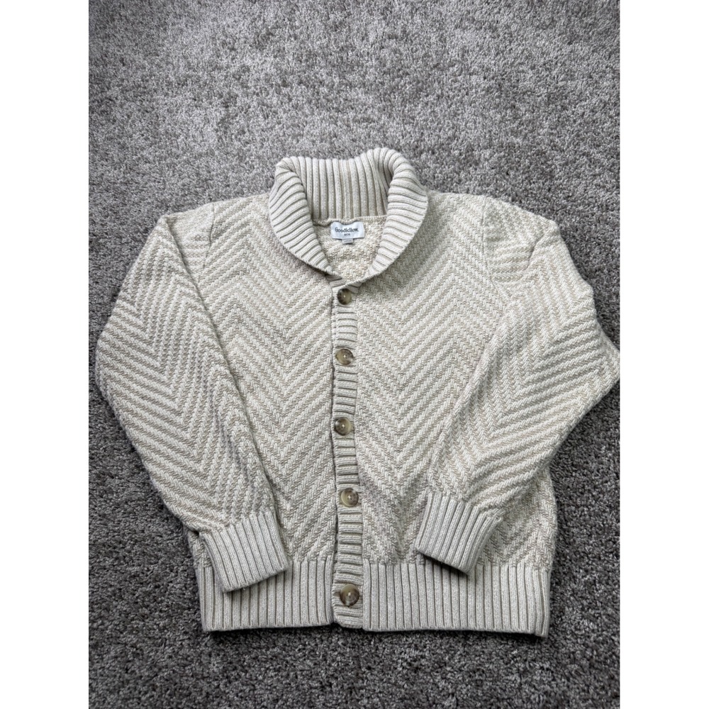 Goodfellow & Co Mens Small Shawl Collar Cardigan Sweater Cream Tan Chevron Knit